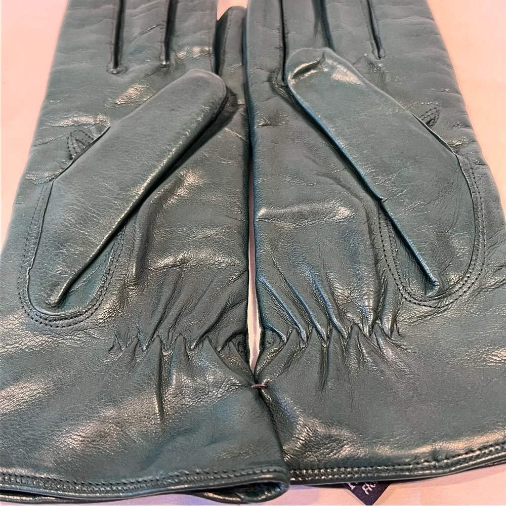 Madova Firenze Italy Cashmere Lined Leather Gloves Women’s Size 7 Green NWT